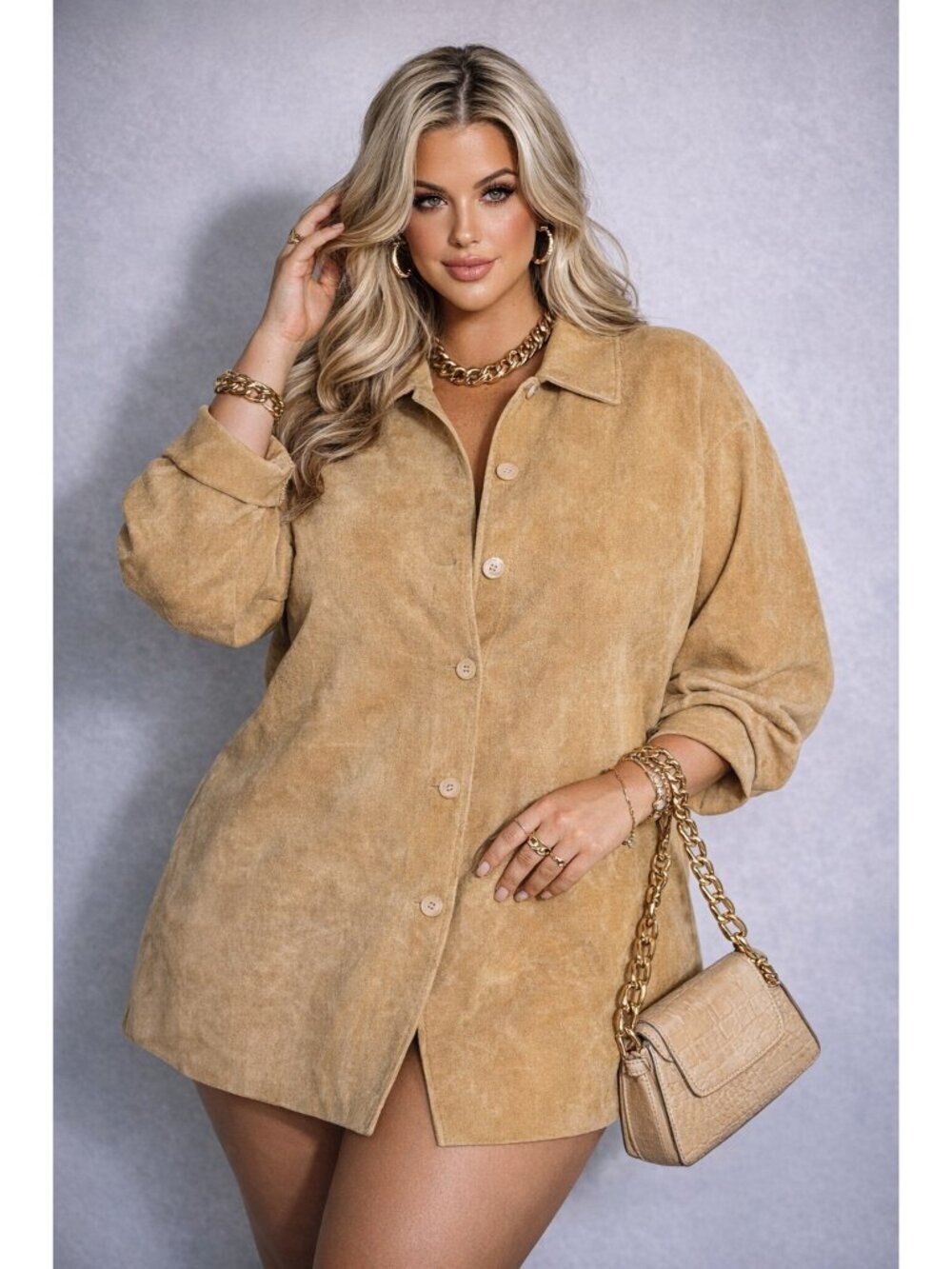 St. John’s Bay Washable Suede Jacket Women 2X Tan Button Front Soft Leather Coat